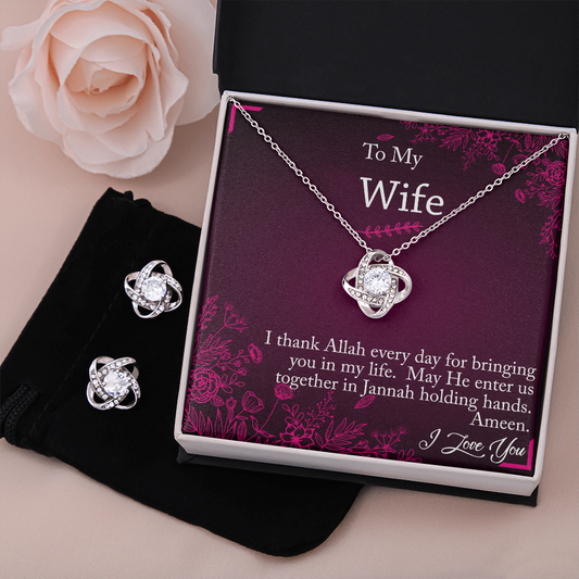 To My Wife - Personalized EID Gift - Love Knot Necklace, Islamic Jewelry for Women, Eid Present, Islamic Necklace, Islamic Gifts for Her