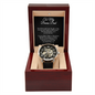To My Bonus Dad - Father's Day Gift - Men's Openwork Watch with Mahogany Style Luxury Box