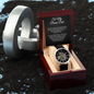 To My Bonus Dad - Father's Day Gift - Men's Openwork Watch with Mahogany Style Luxury Box