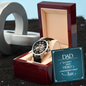 To My Dad - Father's Day Gift - Men's Openwork Watch with Mahogany Style Luxury Box