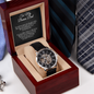 To My Bonus Dad - Father's Day Gift - Men's Openwork Watch with Mahogany Style Luxury Box
