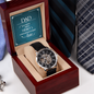 To My Dad - Father's Day Gift - Men's Openwork Watch with Mahogany Style Luxury Box
