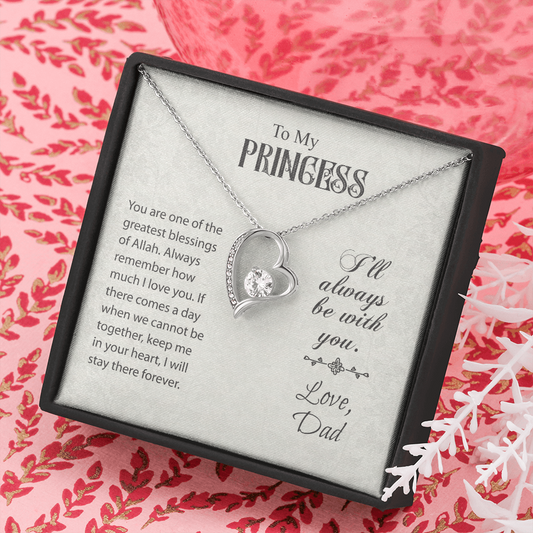 To My Princess From Dad - EID Gift - Forever Love Necklace, Personalized EID Gift For Daughter, EID Gift For Young Woman